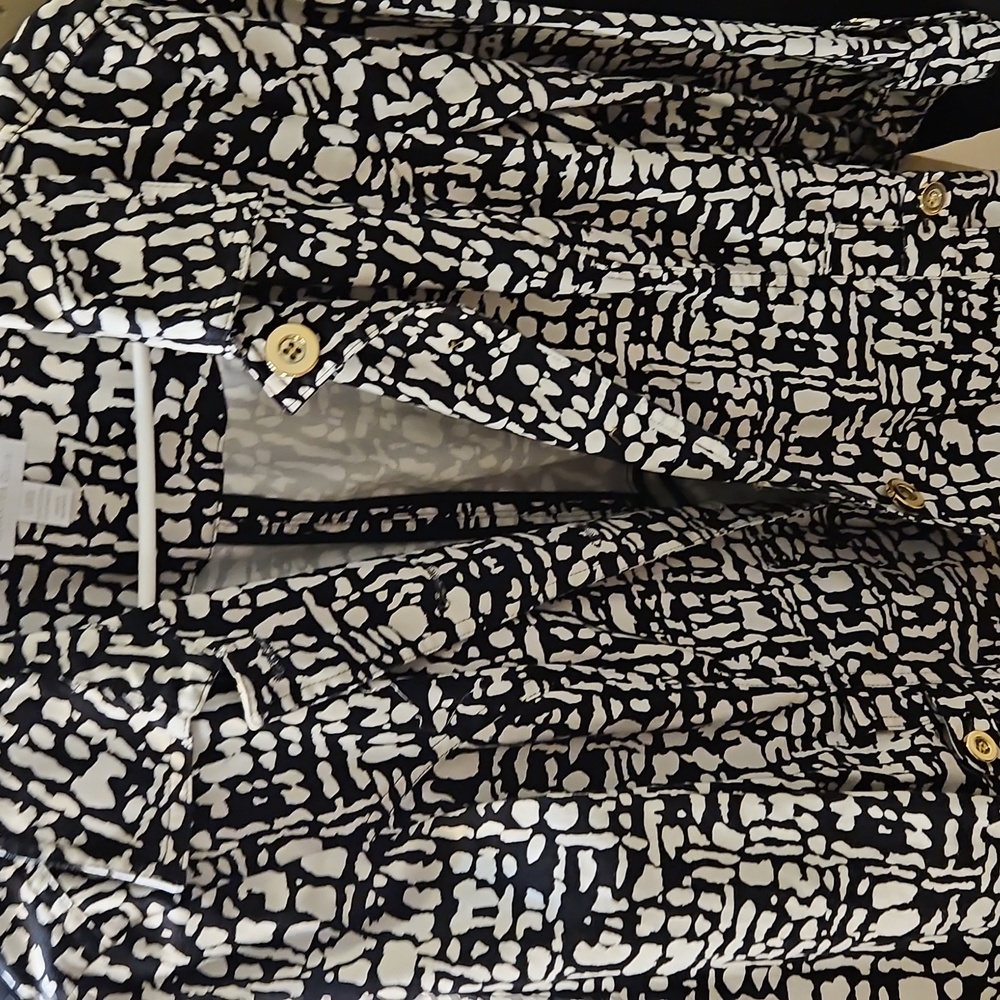 Black and White Patterned Blazer By Charter Club